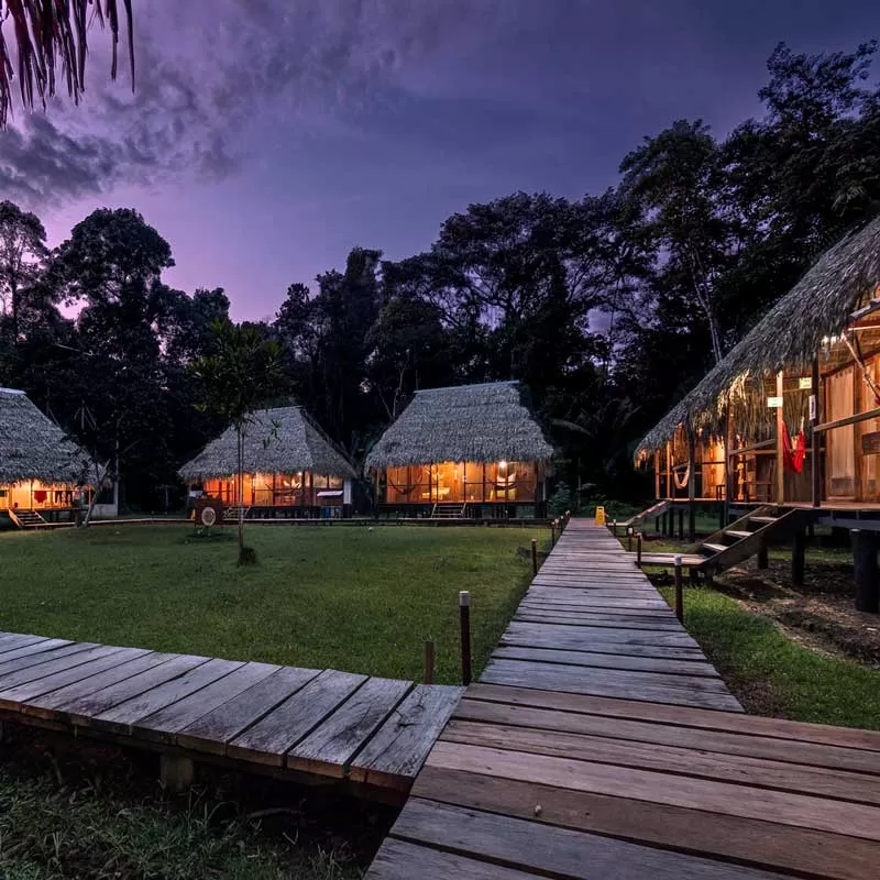 Nicky Lodge Cuyabeno at night responsible travel 2019