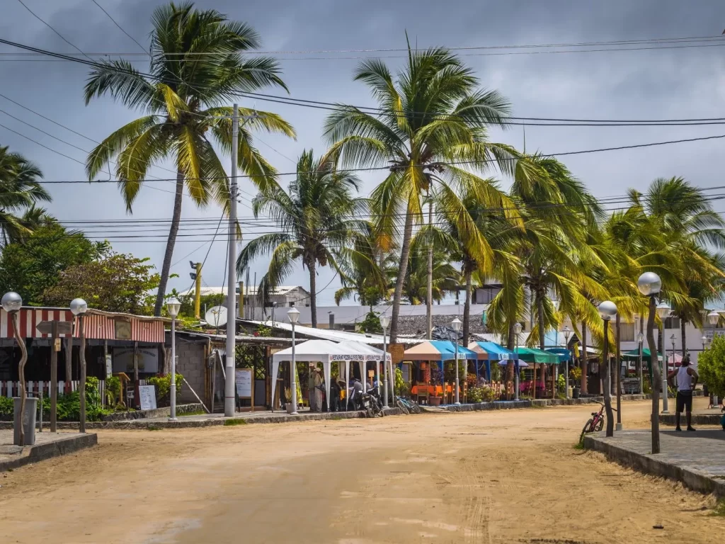 Galapagos without cruise - A picturesque view of Puerto Villamil town on Isabela Island in the Galapagos, Ecuador
