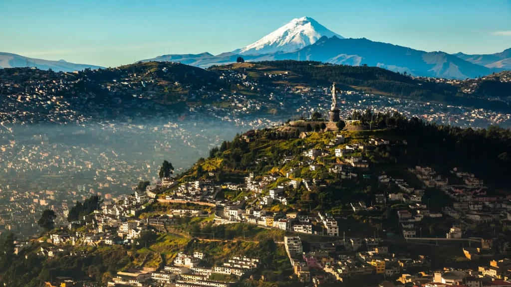 Quito reveals its majesty with El Panecillo and the imposing Cotopaxi volcano-Ecuadorian Andes travel 