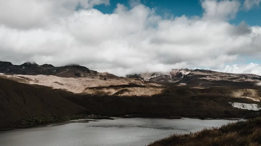 Laguna del Otún high mountain lake in Los Nevados National Park Colombia