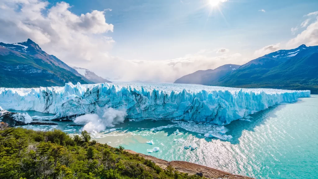 Perito Moreno Glacier in Patagonia, one of the most dramatic romantic places in Latin America.
