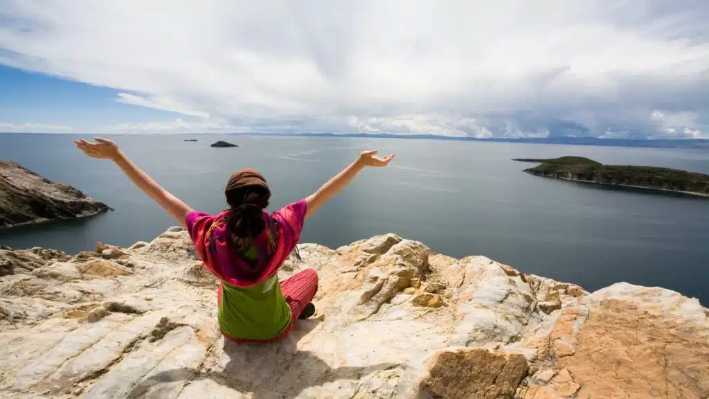 Lake Titicaca from the Peruvian shore-lakes and lagoons of South America