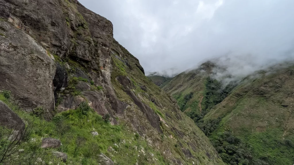 Rocky mountain slopes with steep terrain